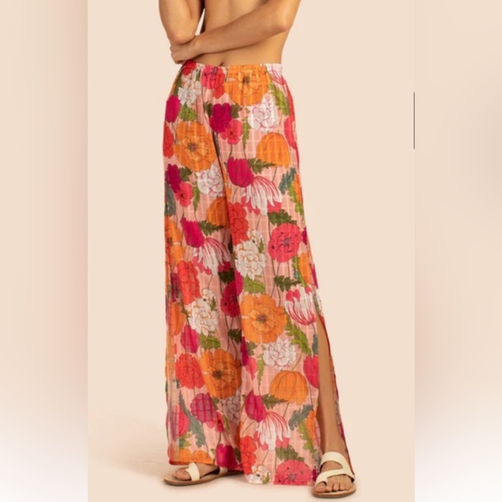 Trina Turk Sunny Bloom Slit Pants, Floral Print - Bathing Suit Cover Up